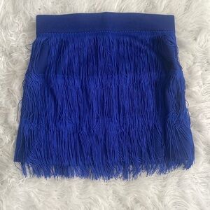 WFFS blue fringe mini club skirt party size M-L